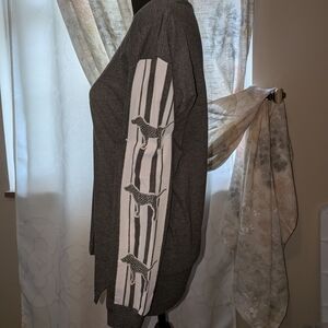 Victoria's Secret Gray Long Sleeve Tee with White Accents